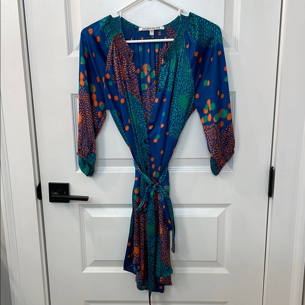 Collective Concepts Vibrant Blue and Orange Dress